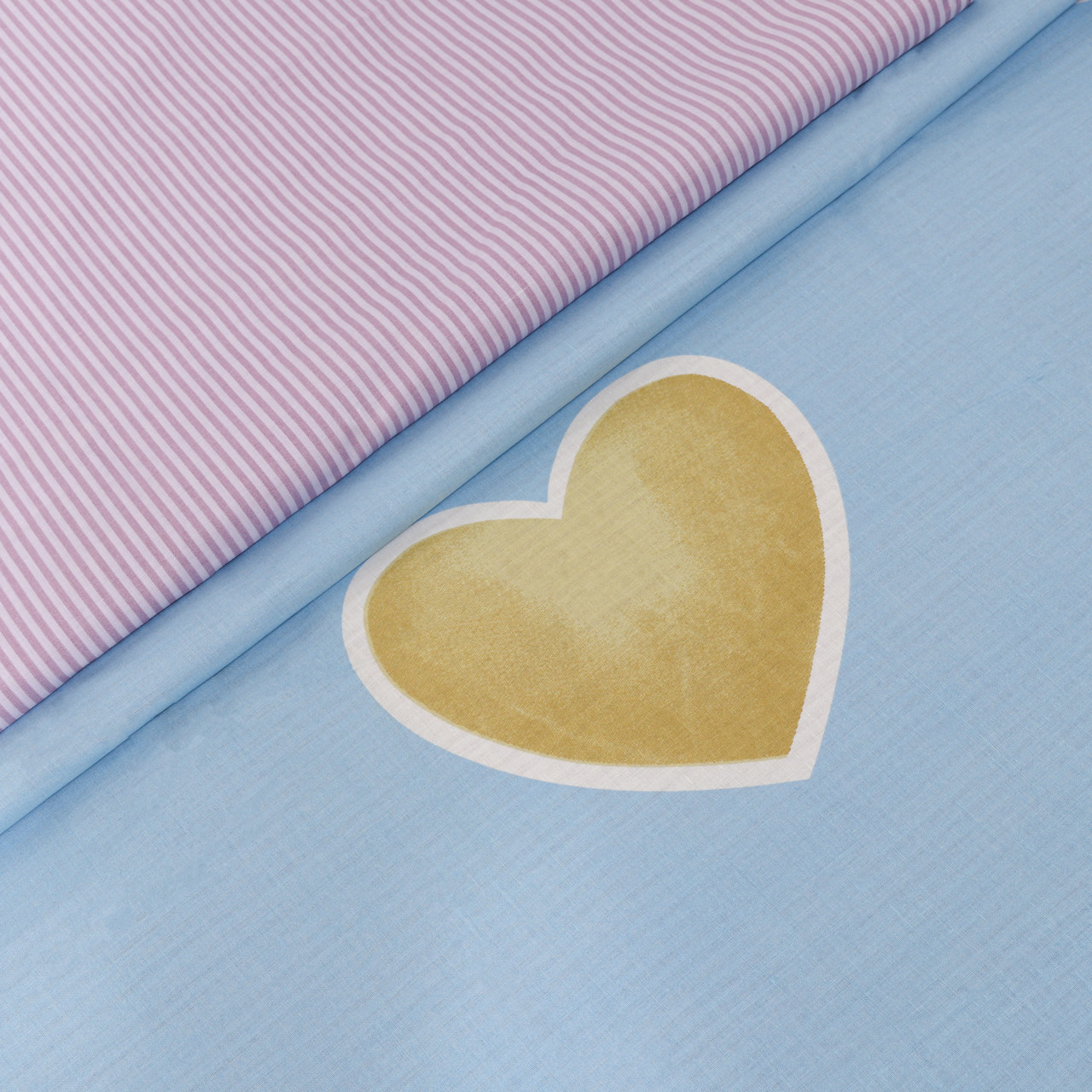 Ткань для постельного белья Бязь "Gold" Lux "Сердечно-звездный принт" GL1640 (A+B) - (50м+50м)