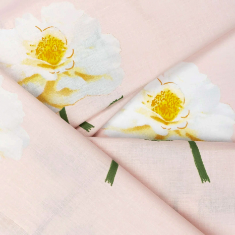 Ткань для постельного белья Бязь "Gold" Lux "Белая ружа (Розовый)" GL4016
