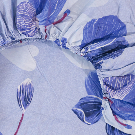 Простирадло на резинці (160*200*25) блакитне з квітковим принтом №66979