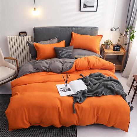 Тканина для постільної білизни Бязь "Gold" Lux однотонна GLgrey&orange (A+B) - (50м+50м)