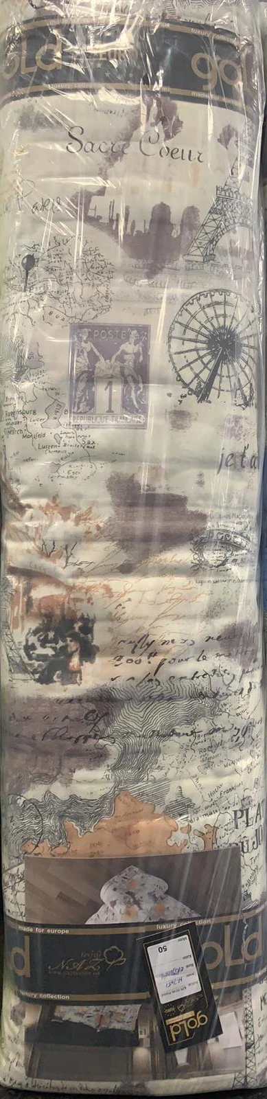 Тканина для постільної білизни Бязь "Gold" Lux "Архітектура Парижа"  GL157