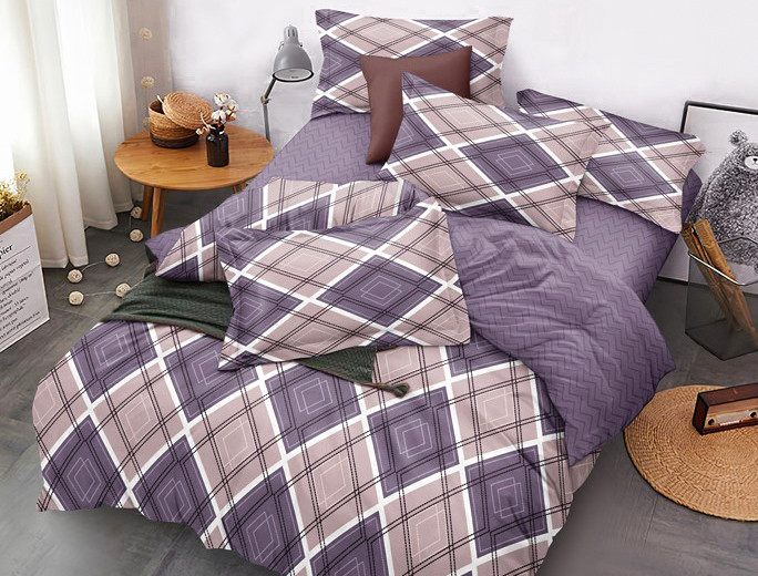 Сімейний набір постільної білизни із Бязі "Gold" з простирадлом на резинці №144795AB Черешенка™