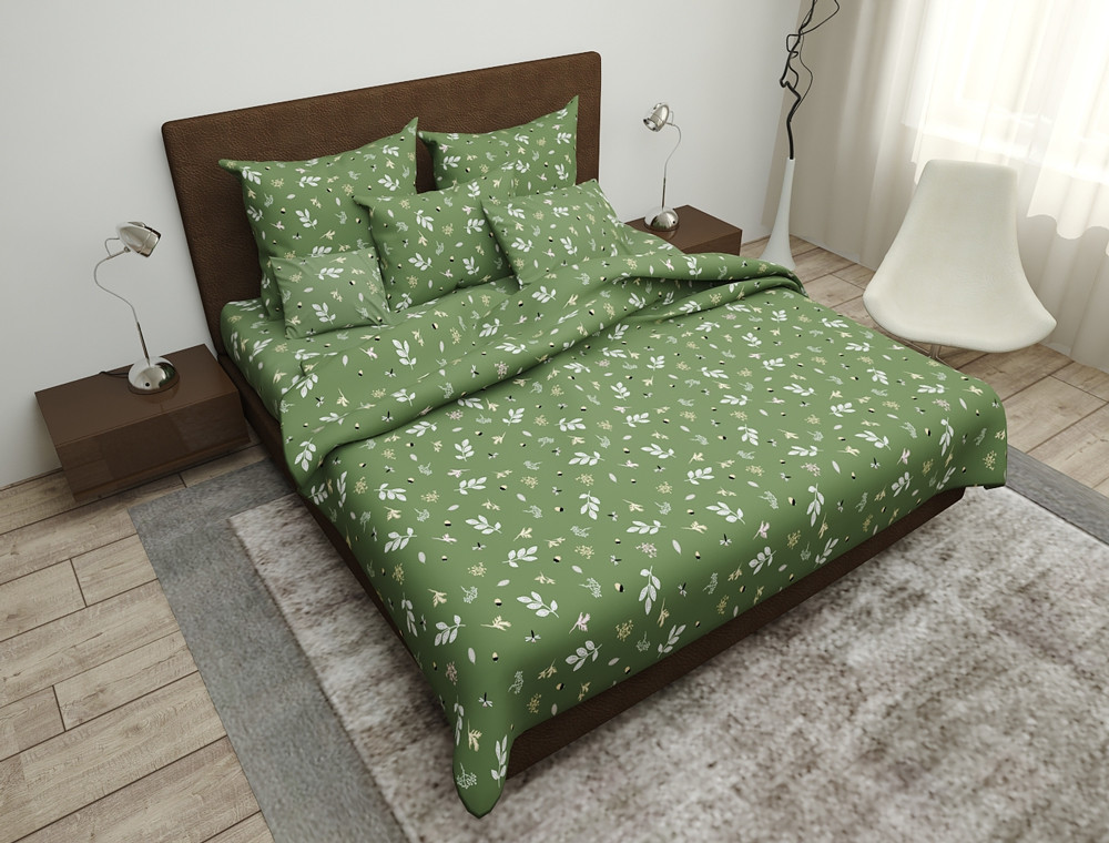 Двоспальний набір постільної білизни 180*220 із Бязі "Gold" з простирадлом на резинці №144274 Черешенка™