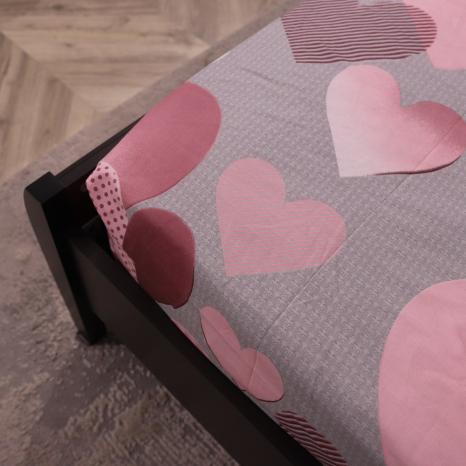 Простынь на резинке (180*200*25) серая с сердечками №664929