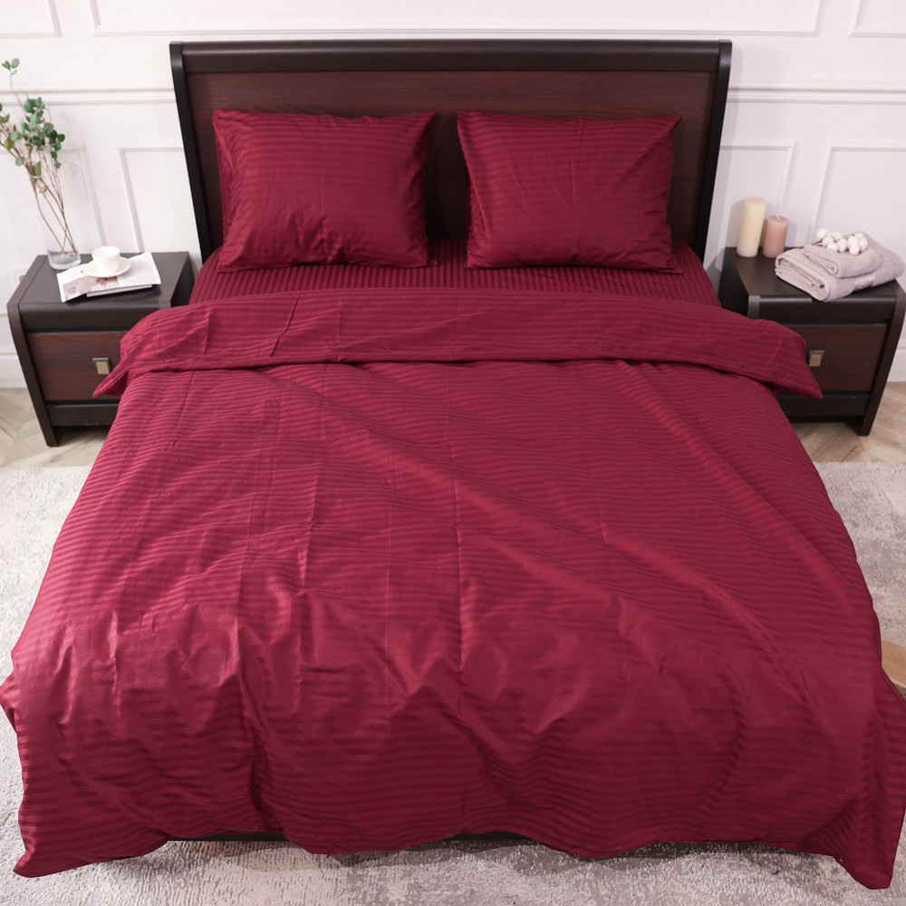 Двоспальний набір постільної білизни 180*220 зі Страйп Сатину №501652 Черешенка™