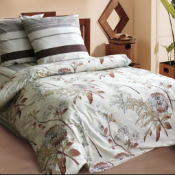 Тканина для постільної білизни Бязь "Gold" Lux "Квітковий (бежевий)" GL1260 (A+B) - (50м+50м)