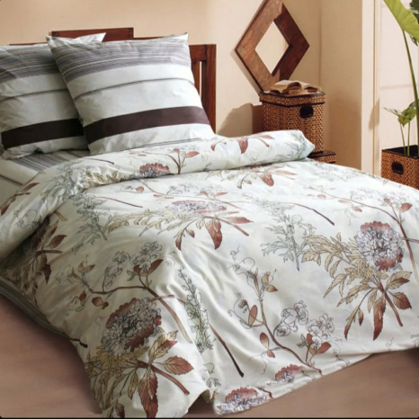 Тканина для постільної білизни Бязь "Gold" Lux "Квітковий (бежевий)" GL1260 (A+B) - (50м+50м)