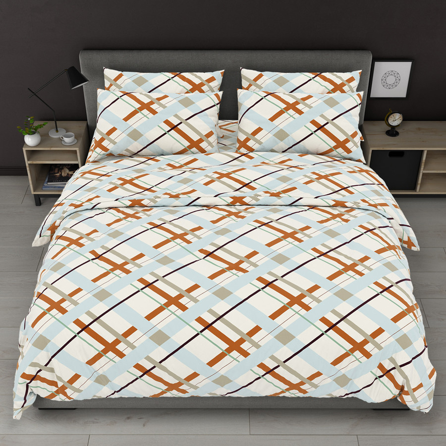 Тканина для постільної білизни Бязь "Gold" Lux з геометричним принтом GL8183