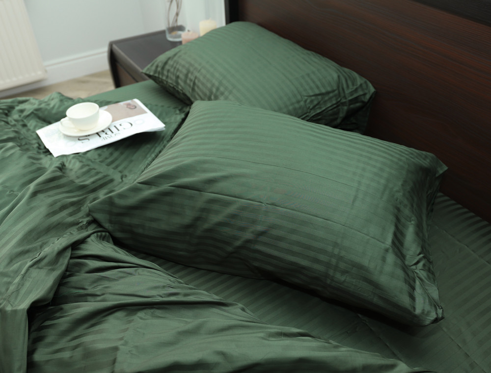 Сімейний набір постільної білизни зі Страйп Сатину №18-6114 Черешенка™