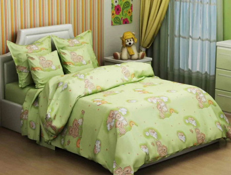 Тканина для постільної білизни Бязь "Gold" Lux дитяча GLB19153green