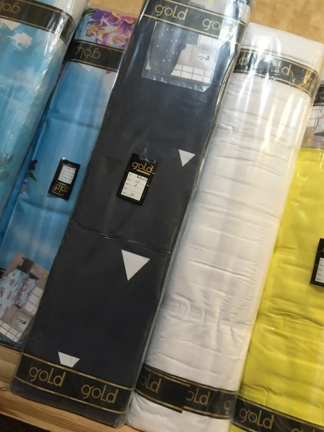 Ткань для постельного белья Бязь "Gold" Lux "Голубое полотно с геометрическим принтом" GL1508 (50м)