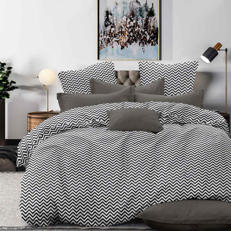 Тканина для постільної білизни Бязь "Gold" Lux з геометричним принтом GL38601graphite