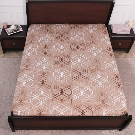 Простынь на резинке (160*200*25) коричневая геометрия №6612361