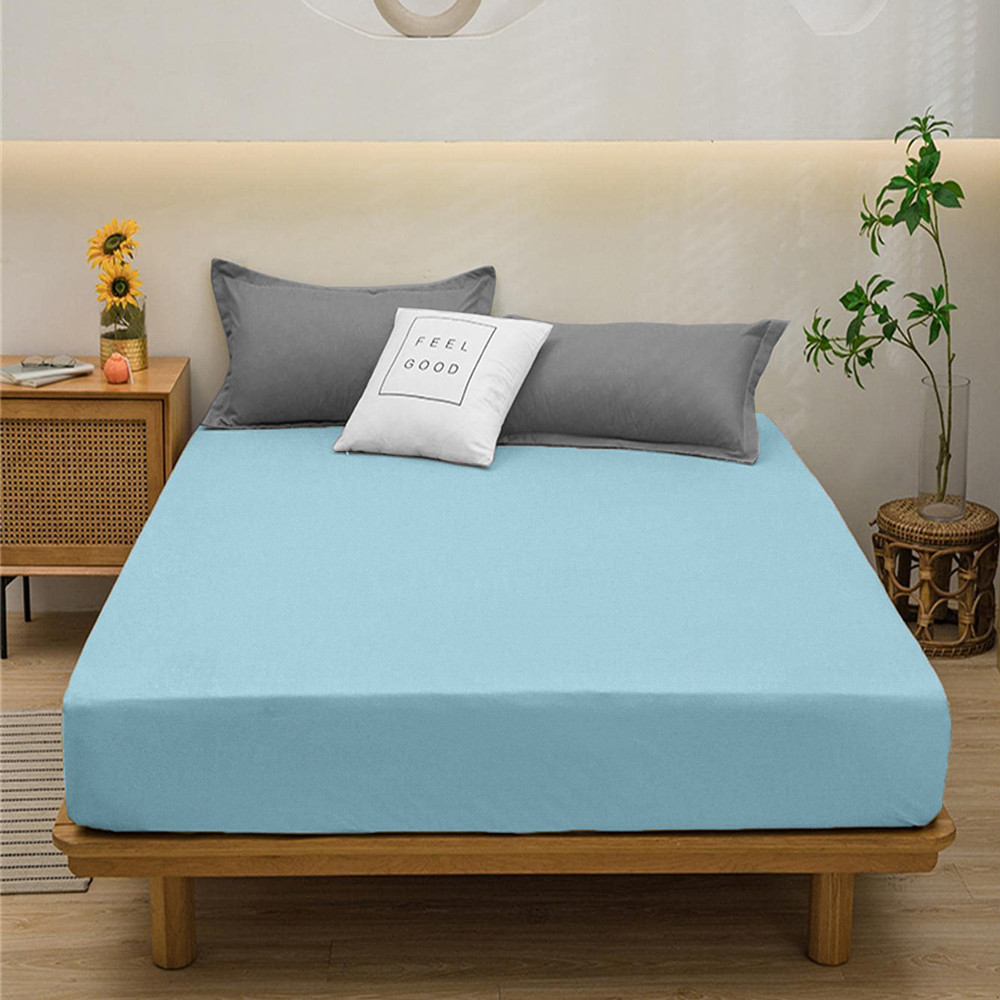 Простирадло на резинці (140*200*25) світло-блакитне №4313