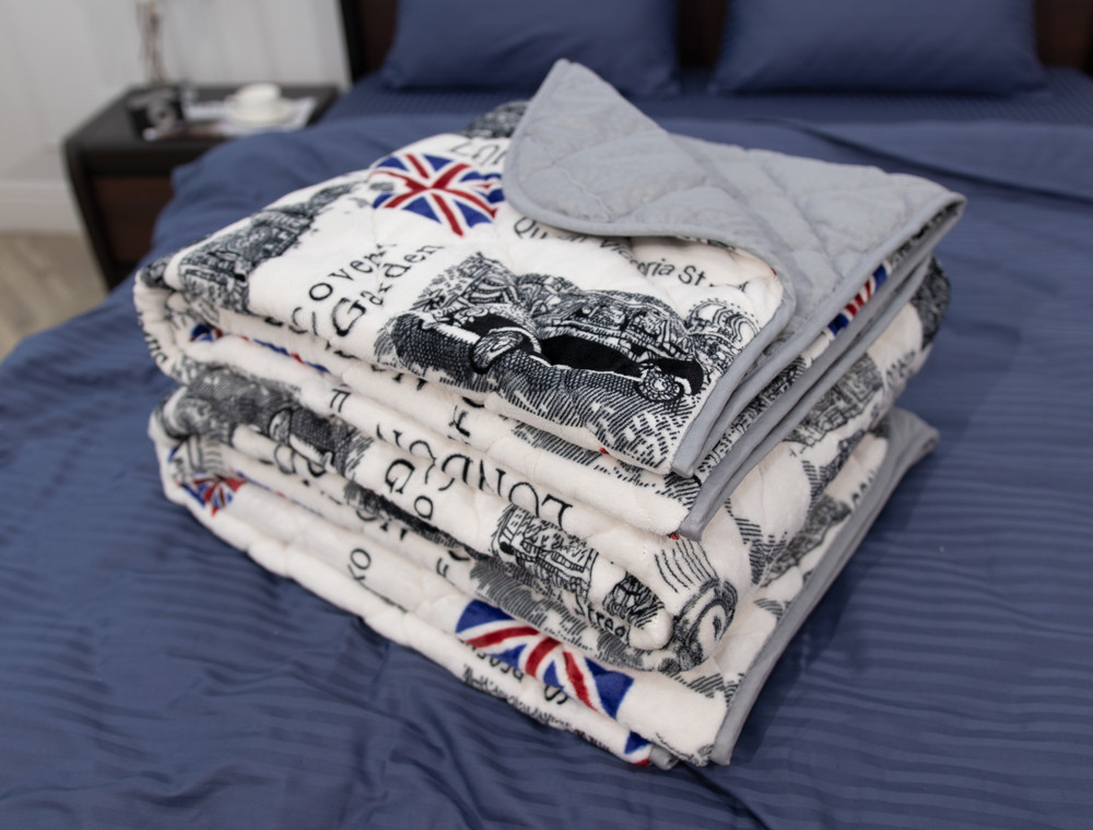 Двоспальне флісове стьобане покривало №55010