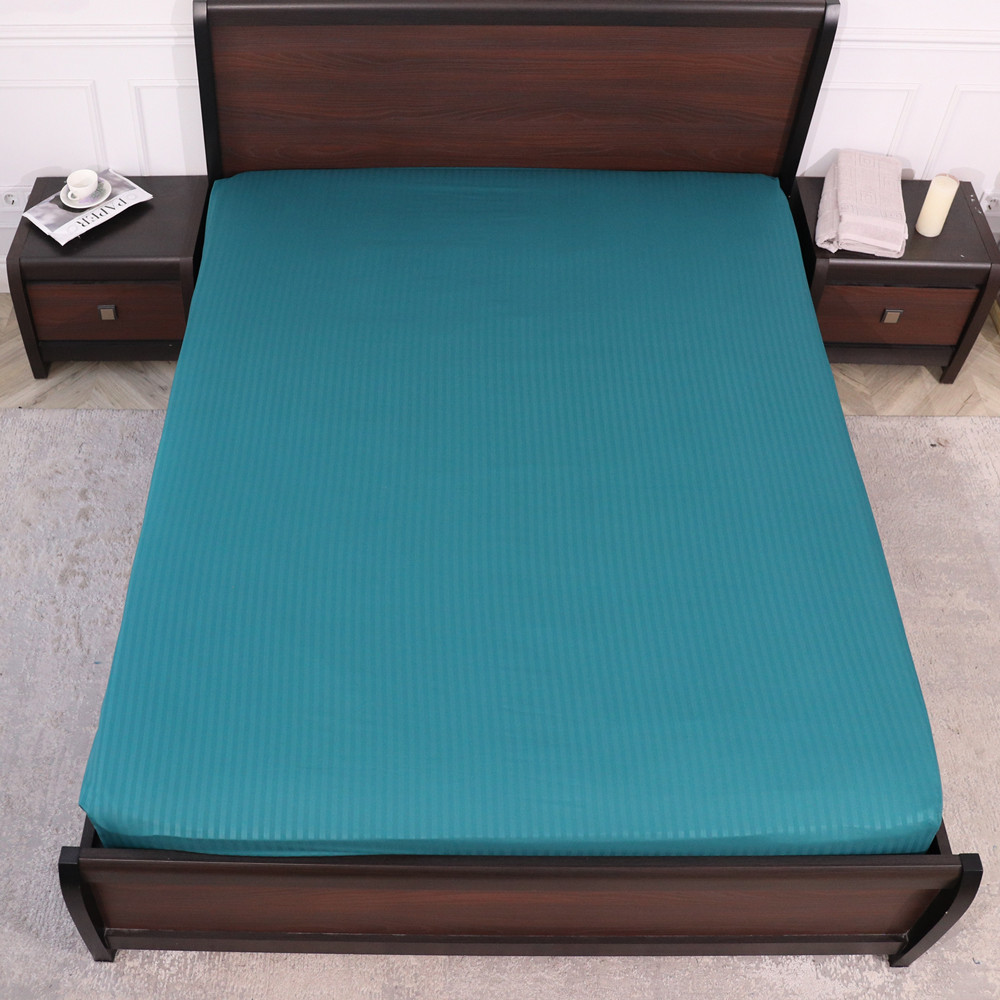 Простыня на резинке (120*200*25) бирюзовая полоска №3409