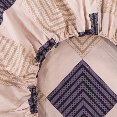 Простынь на резинке (90*200*25) бежевая геометрия №661052