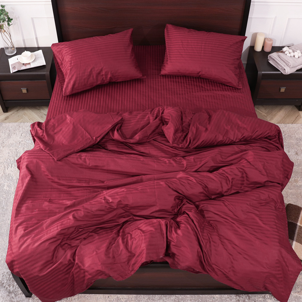 Сімейний набір постільної білизни зі Страйп Сатину №501652 Черешенка™