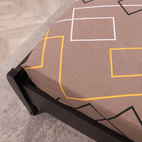 Простынь на резинке (180*200*25) коричневая с геометрическим принтом №661687