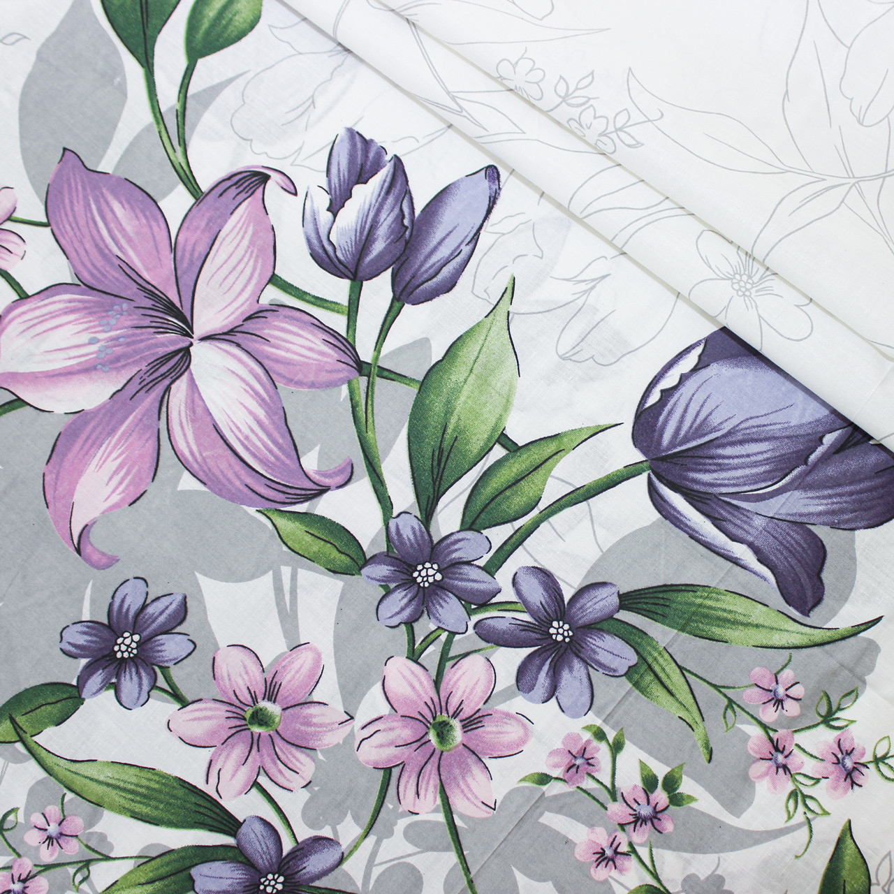 Тканина для постільної білизни Бязь "Gold" Lux "Ніжність дотиків (квітковий принт)"  GL753