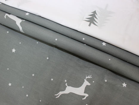 Ткань для постельного белья Бязь "Gold" Lux "Олени (новогодняя тематика)" GL1237 (A+B) - (50м+50м)