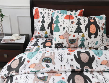 Полуторний набір постільної білизни 150*220 із Бязі "Gold" №165609 Черешенка™