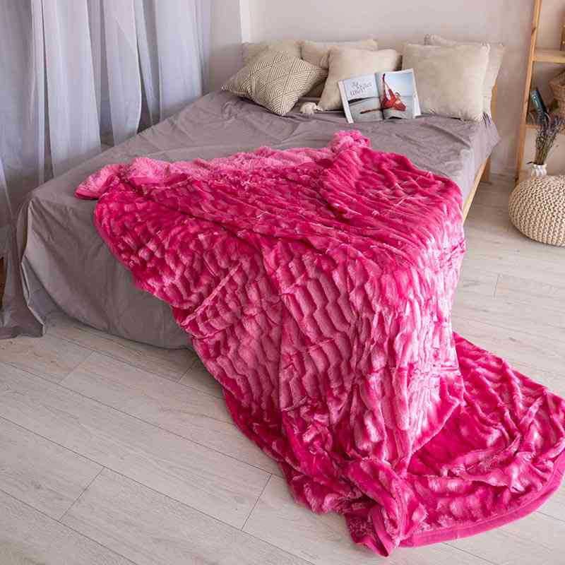 Двостороннє евро-максі покривало-плед "норка" (230*200) - рожеве