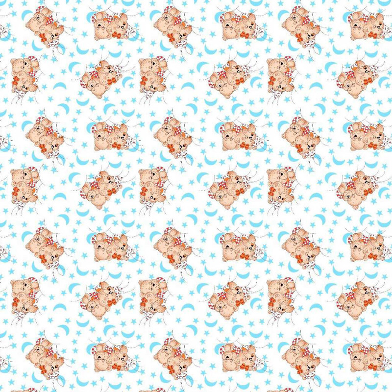 Ткань для постельного белья Фланель (байка) детcкая FLB1060blue