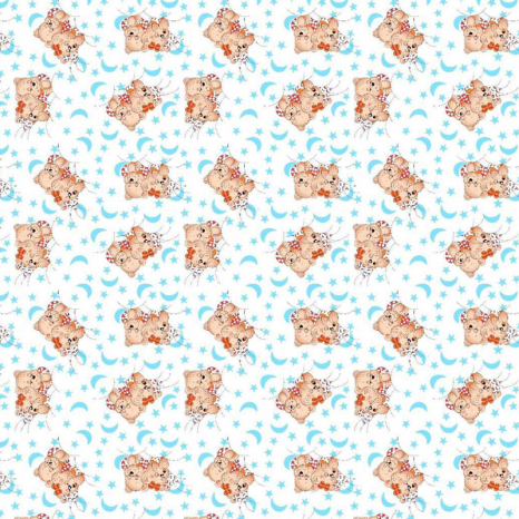 Ткань для постельного белья Фланель (байка) детcкая FLB1060blue