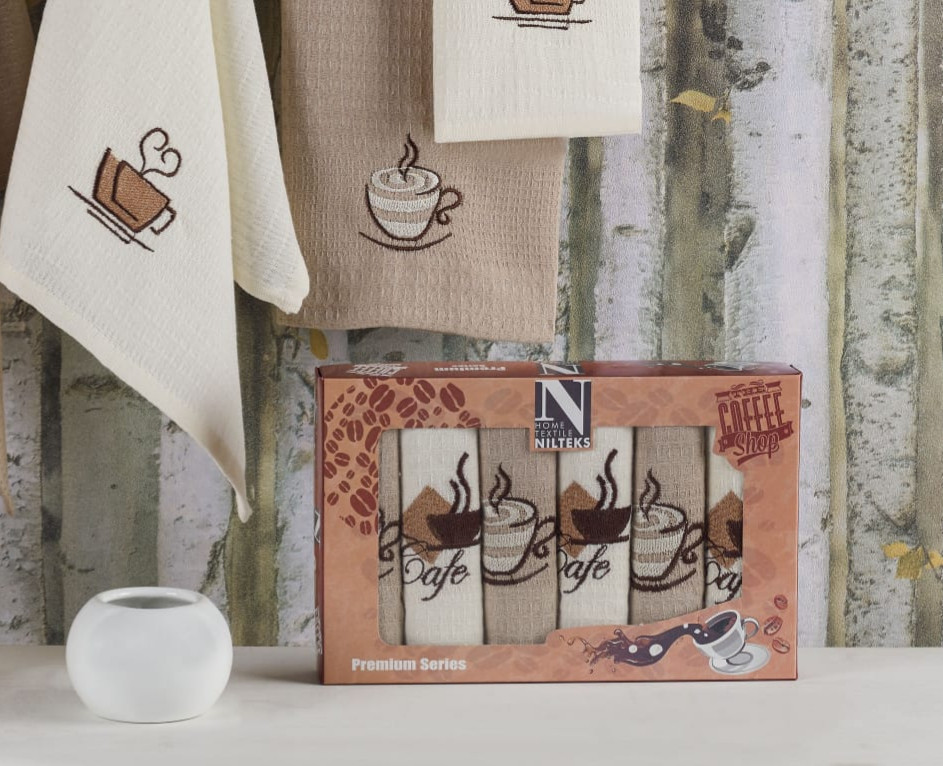 Набір кухонних рушників Nilteks Ucuz Koffe 40*60 (6 шт)