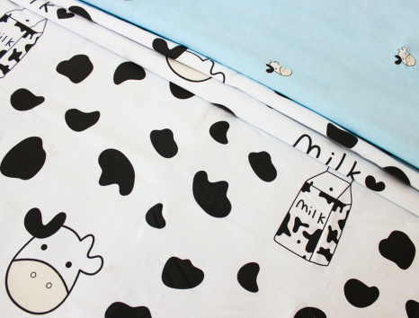 Ткань для постельного белья Бязь "Gold" Lux "Корова и молоко" GL1393 (A+B) - (50м+50м)