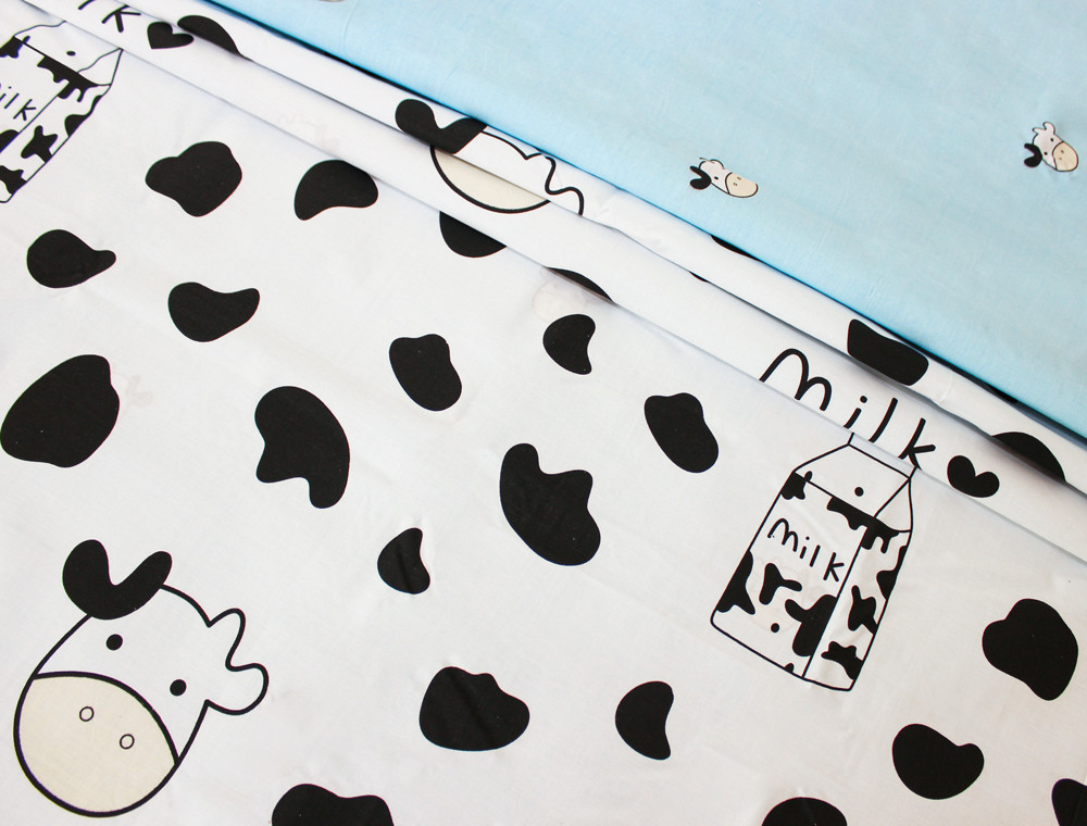 Ткань для постельного белья Бязь "Gold" Lux "Корова и молоко" GL1393 (A+B) - (50м+50м)