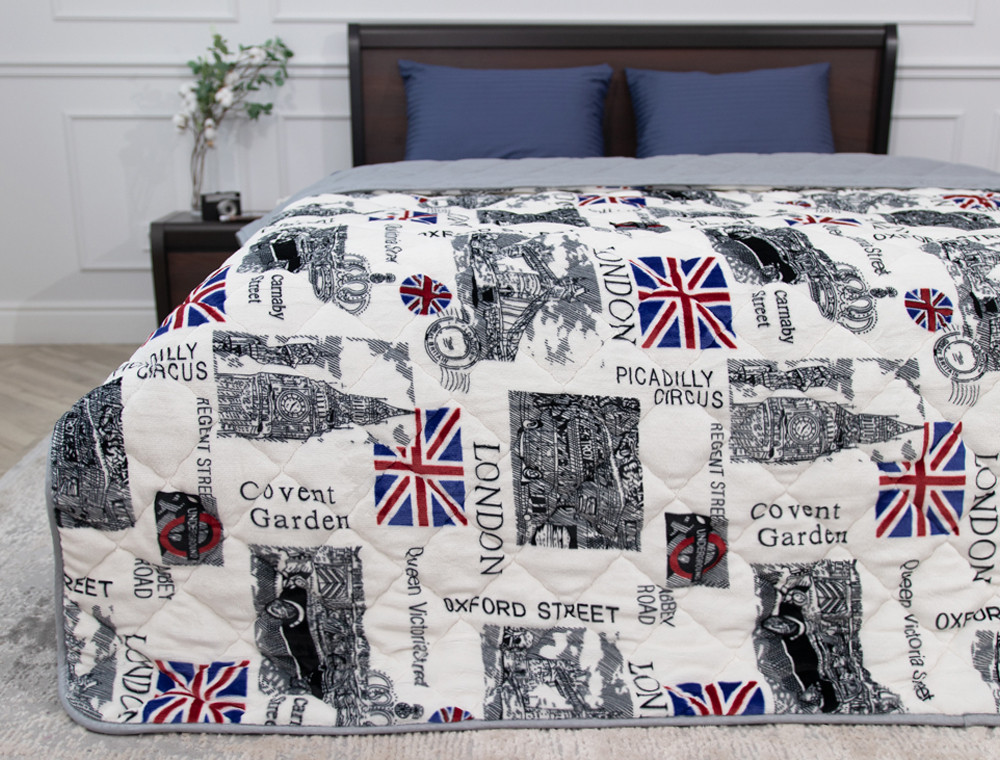 Двоспальне флісове стьобане покривало №55010