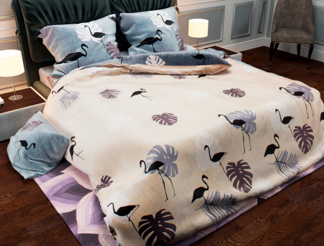 Полуторний набір постільної білизни 150*220 із Бязі "Gold" №154151AB Черешенка™