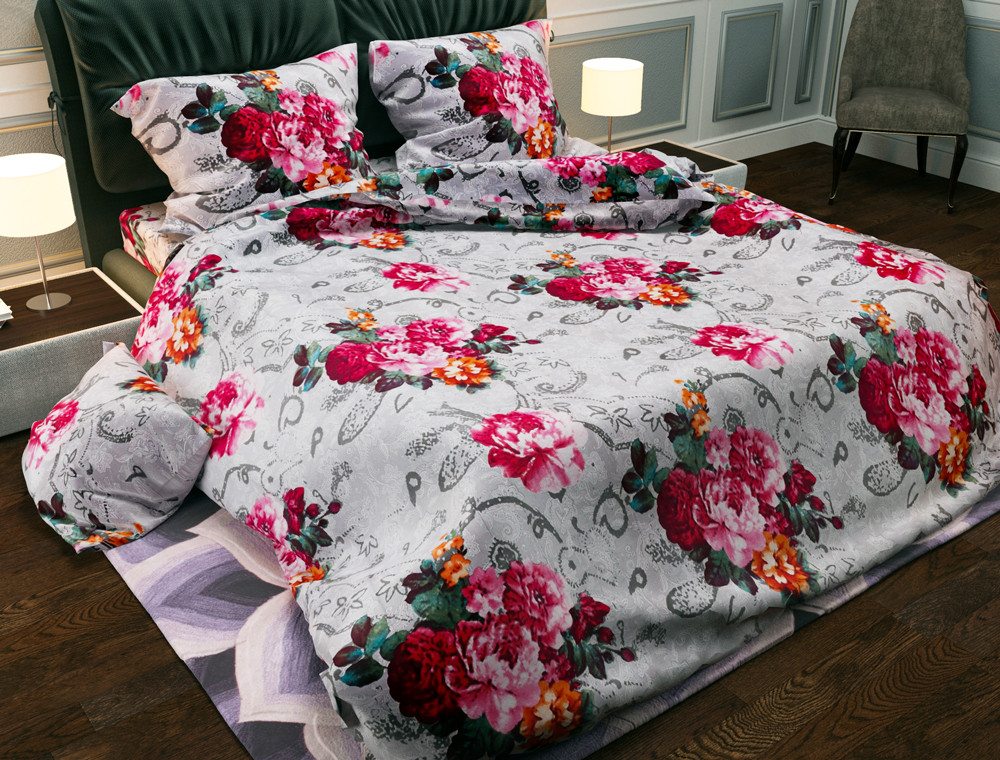 Ткань для постельного белья Бязь "Gold" Lux "Цветочная клумба" GL3893