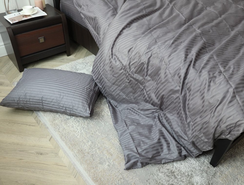 Сімейний набір постільної білизни зі Страйп Сатину №18-5203 Черешенка™