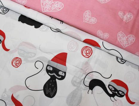 Тканина для постільної білизни Бязь "Gold" Lux "Кошкін дім" GL1236 (A+B) - (50м+50м)