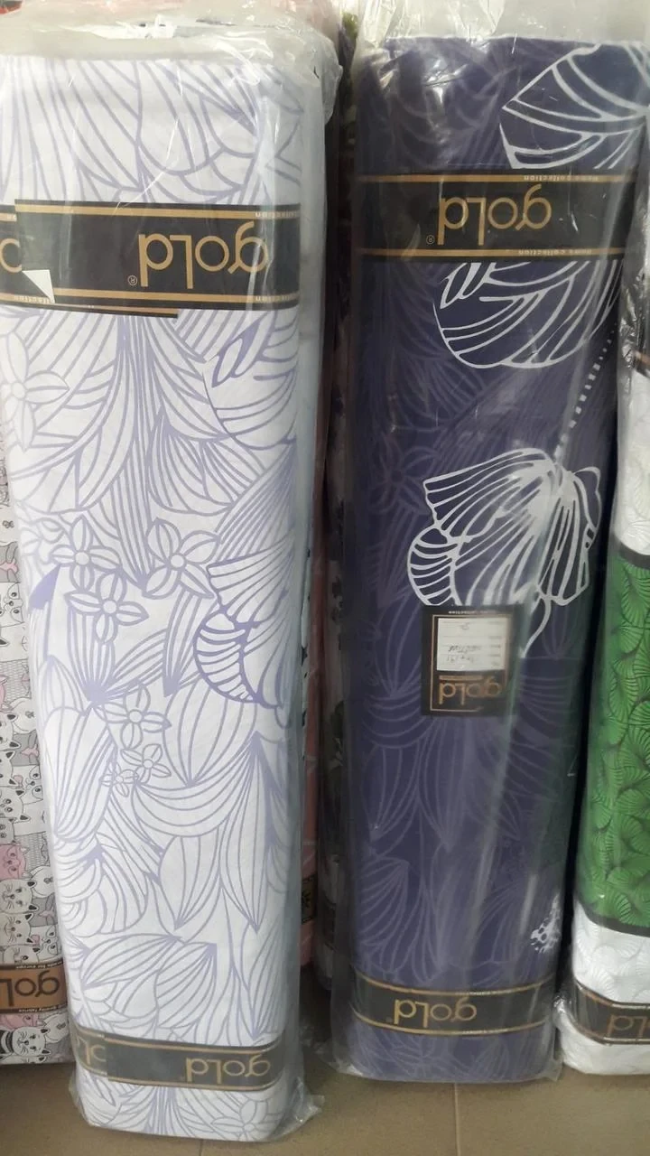 Тканина для постільної білизни Бязь "Gold" Lux "Абстрактний рослинний принт (фіолетовий)" GL4146 (A+B) - (50м+50м)