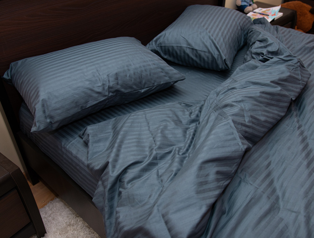 Двоспальний набір постільної білизни 180*220 зі Страйп Сатину №50133 Черешенка™