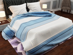 Ткань для постельного белья Бязь "Gold" Lux "Греческий принт (голубой)" GL1012.