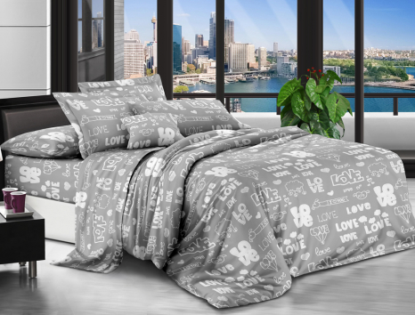 Ткань для постельного белья Бязь "Gold" Lux GL7207-grey