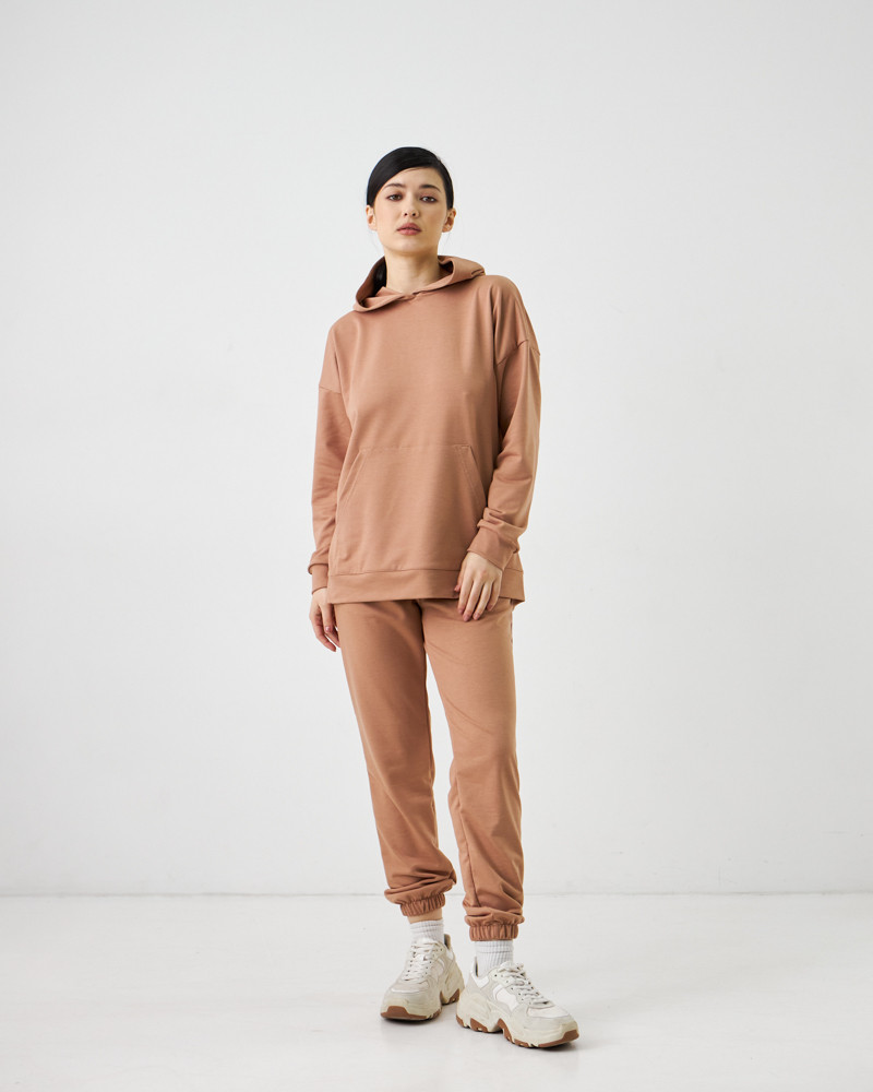 Женский спортивный костюм с капюшоном (Размер XL) бежевый №20222141