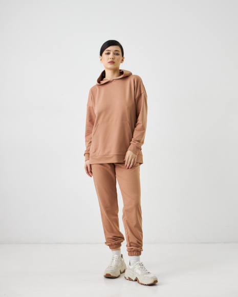 Женский спортивный костюм с капюшоном (Размер XL) бежевый №20222141