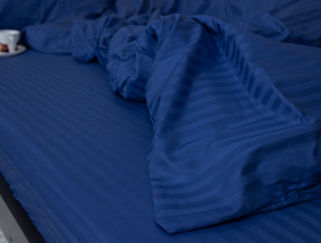 Полуторний набір постільної білизни 150*220 зі Страйп Сатину №50777 Черешенка™