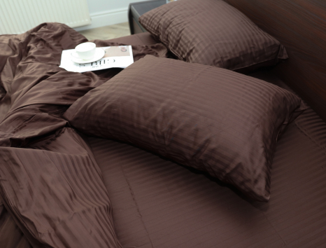 Сімейний набір постільної білизни зі Страйп Сатину №19-1012 Черешенка™