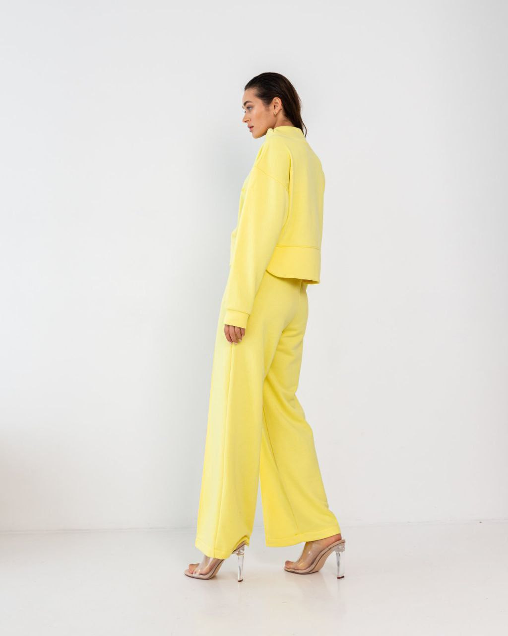 Жіночий костюм зі штанами палаццо (Розмір XL) жовтий №222_0020