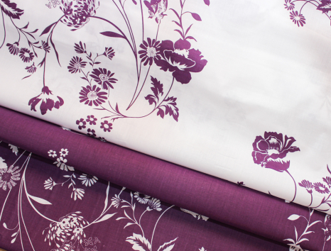 Ткань для постельного белья Бязь "Gold" Lux GL1022 (A+B) "Цветочный принт (фуксия)" - (50м+50м)