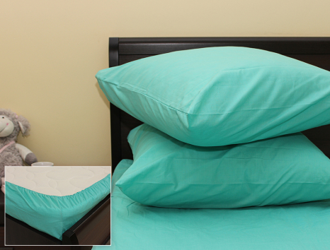 Комплект простыни на резинке с наволочками (180*200*25) светло-бирюзовый