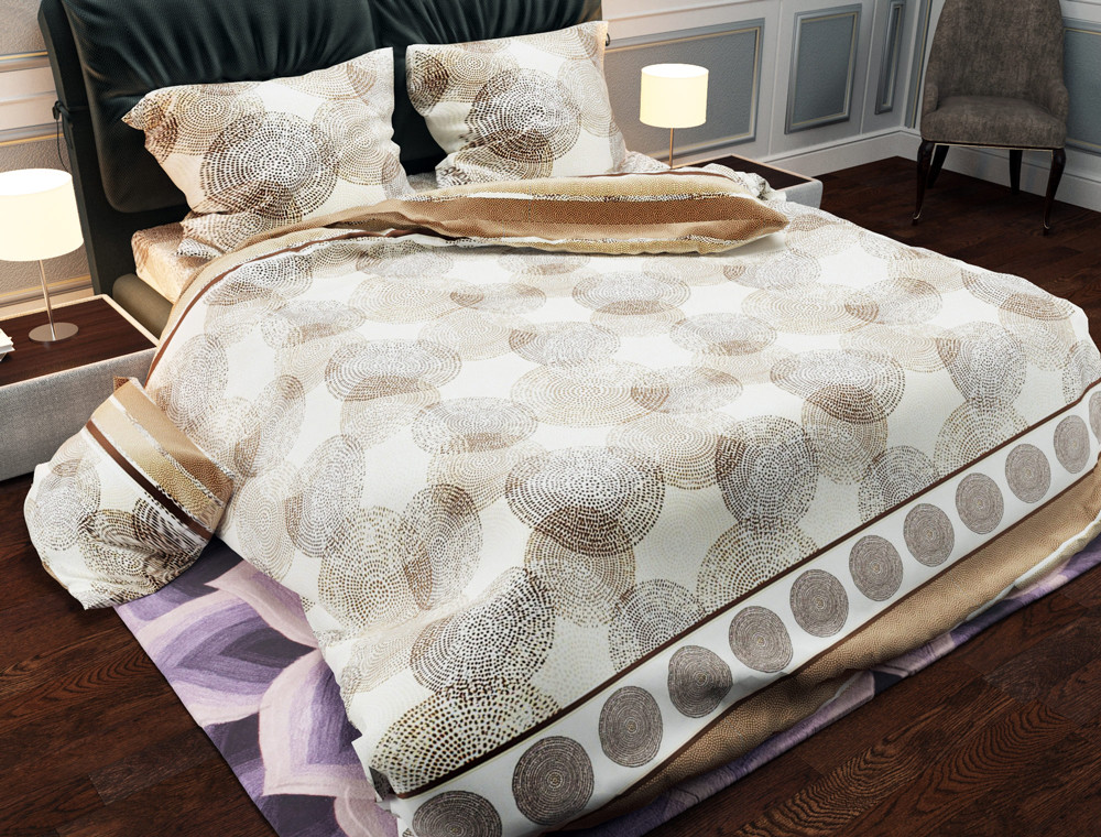 Ткань для постельного белья Бязь "Gold" Lux "Круг (бежевый)" GL813