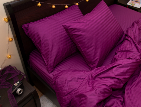 Двоспальний набір постільної білизни 180*220 зі Страйп Сатину №542929 KRISPOL™